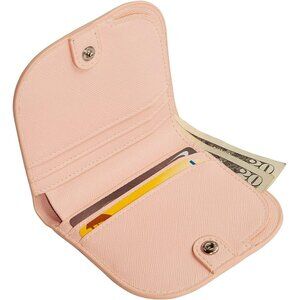 Blush Pink Saffiano Leather Dome Wallet POKETO NIB